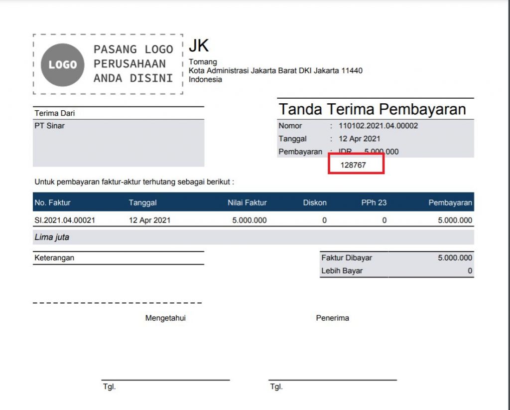 Menampilkan Nomor Virtual Account Bca Pelanggan Pada Desain Cetakan Penerimaan Penjualan 4629