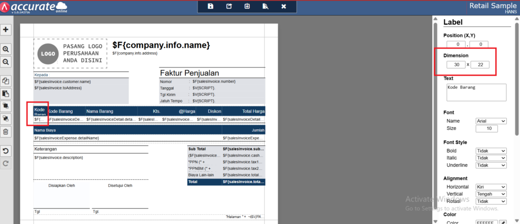 Menambahkan Label Baru atau mengcopy dari kolom yang tersedia