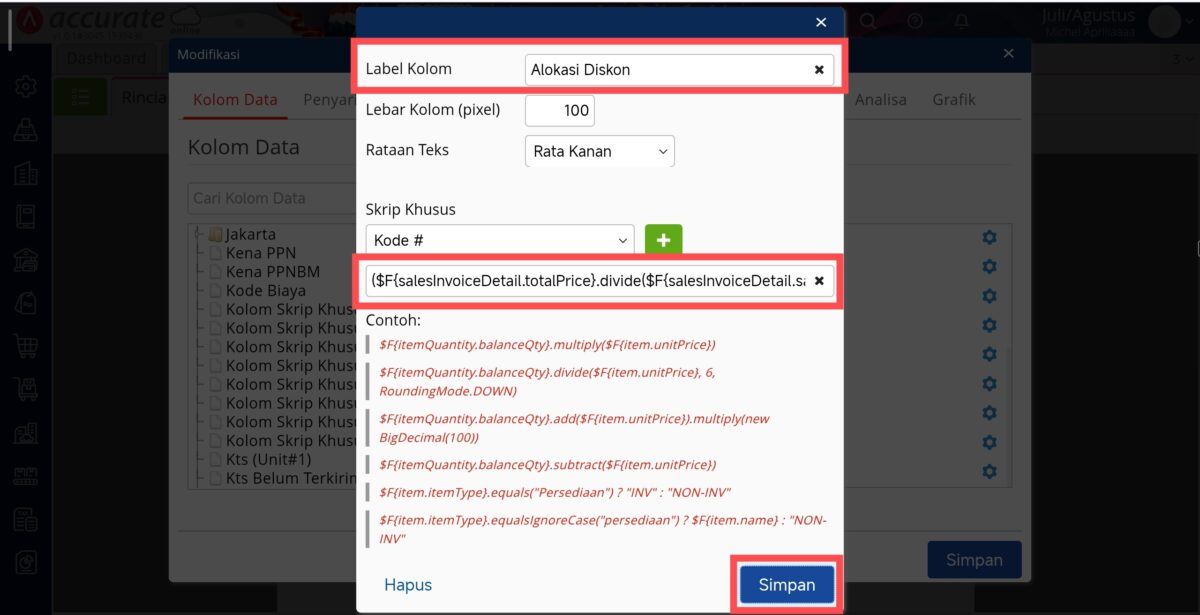 Menampilkan Alokasi Diskon Faktur Pada Laporan Rincian Faktur Penjualan ...